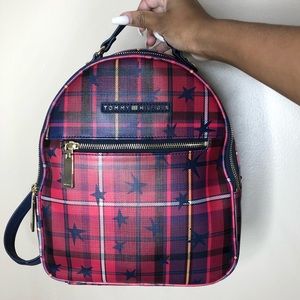 TOMMY HILFIGER Plaid Leather Backpack